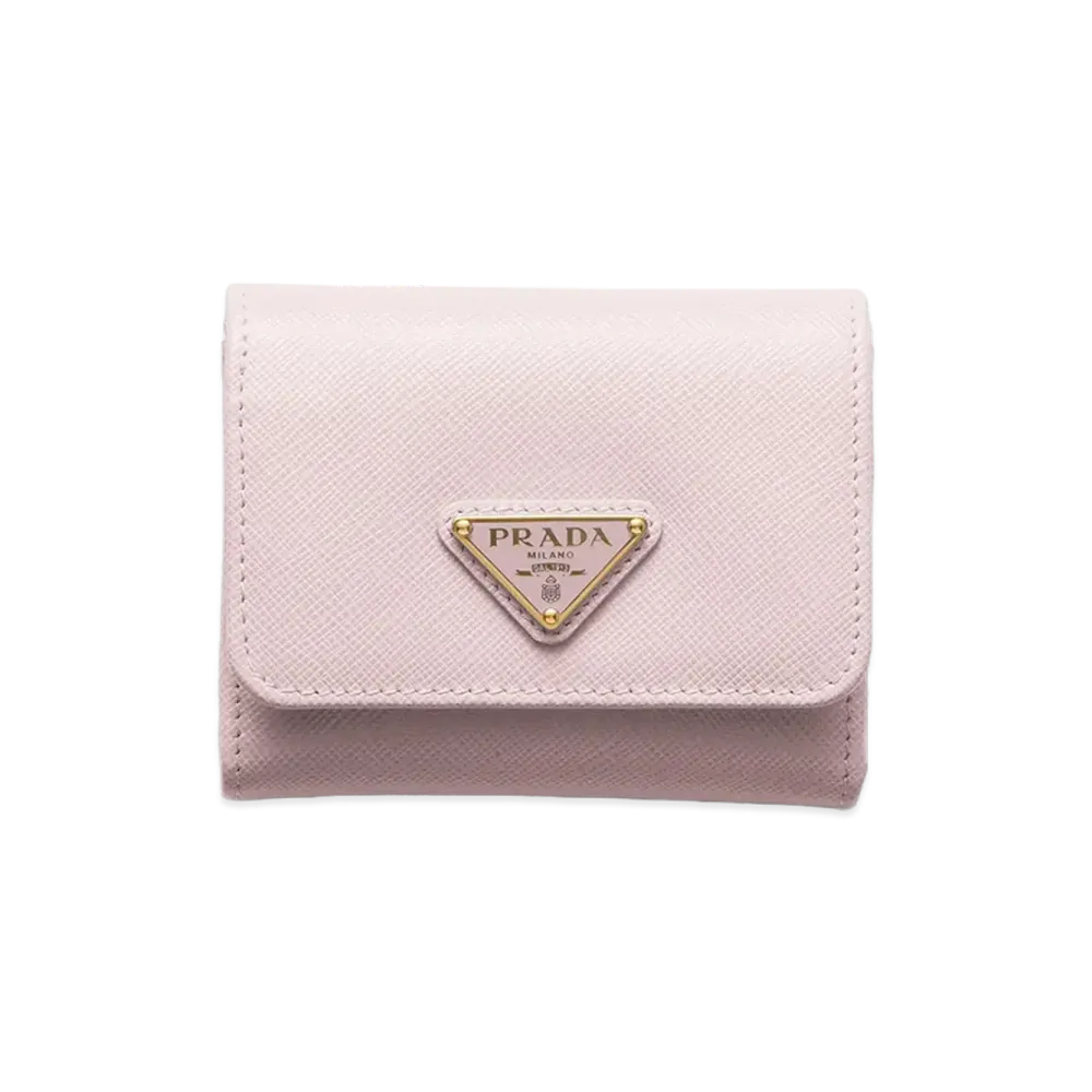 PRADA Saffiano Leather Wallet "Alabaster Pink"
