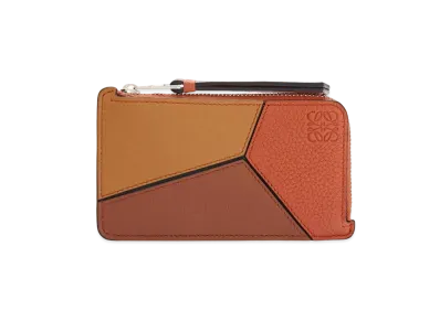 LOEWE Puzzle Coin Cardholder In Classic Calfskin "Pumpkin / Rust"