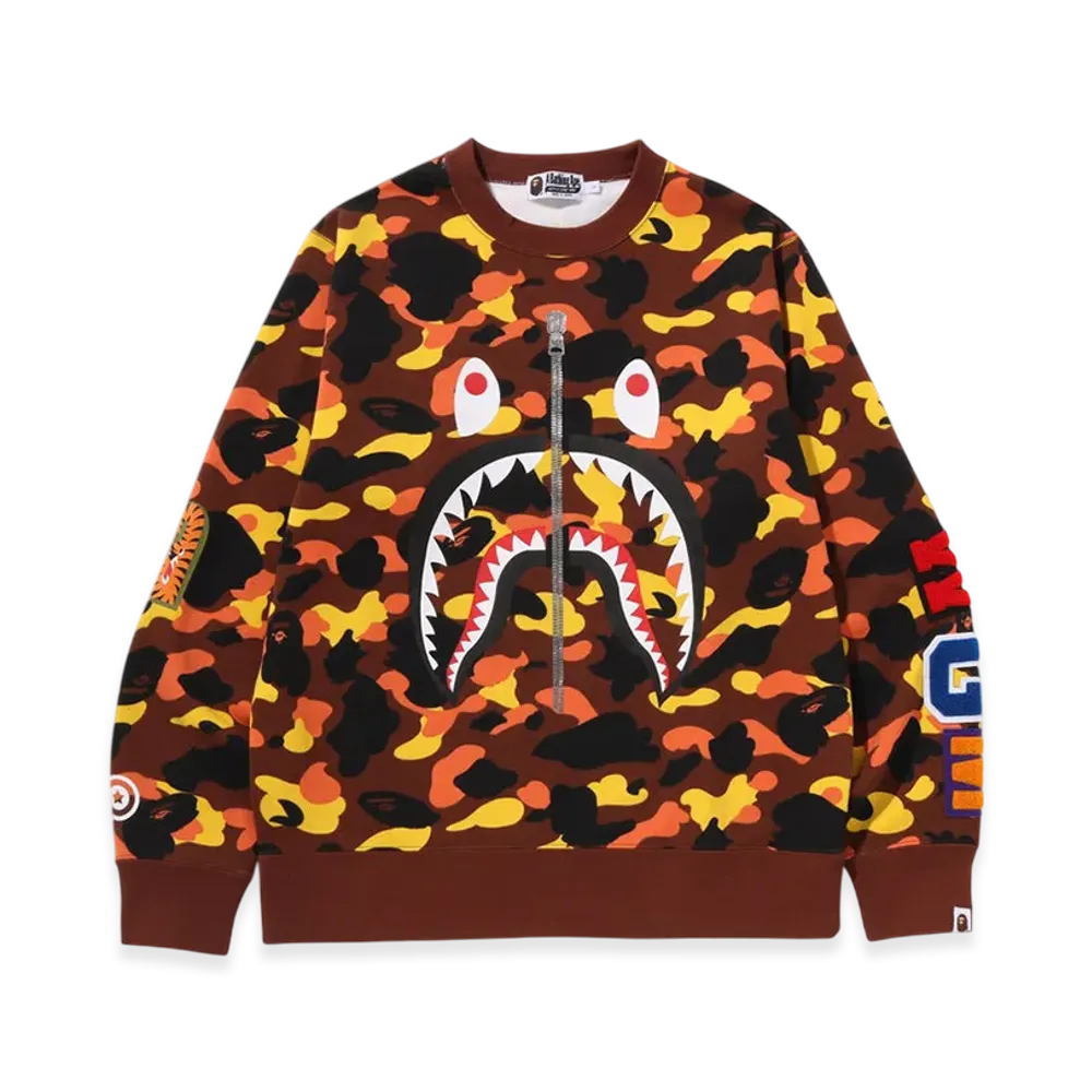 A BATHING APE 1St Camo Shark Crewneck Sweatshirt "Orange"