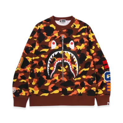 A BATHING APE 1St Camo Shark Crewneck Sweatshirt "Orange"