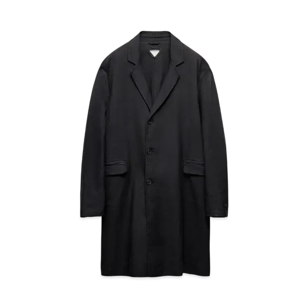 PRADA Men's Single-Breasted Cotton Coat "Black"