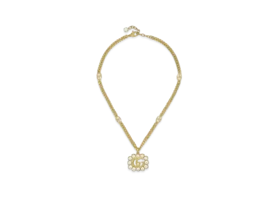 GUCCI Pearl Double G Necklace "Gold"