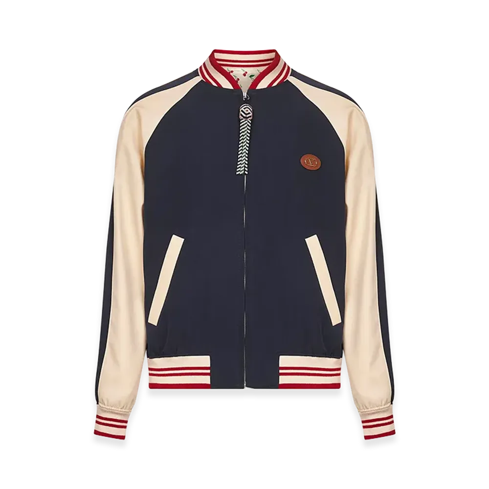 Valentino Virgin Wool Bomber Jacket "Blue"