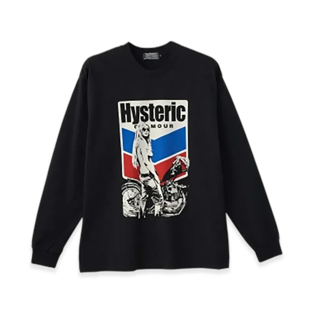 HYSTERIC GLAMOUR Motorcycle Girl T-Shirt "Black"