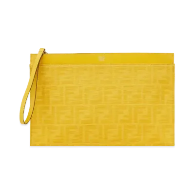 FENDI FF Jacquard Flat Pouch Medium "Yellow"