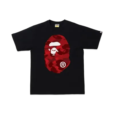A BATHING APE COLOR CAMO BIG APE HEAD TEE "Black/Red"