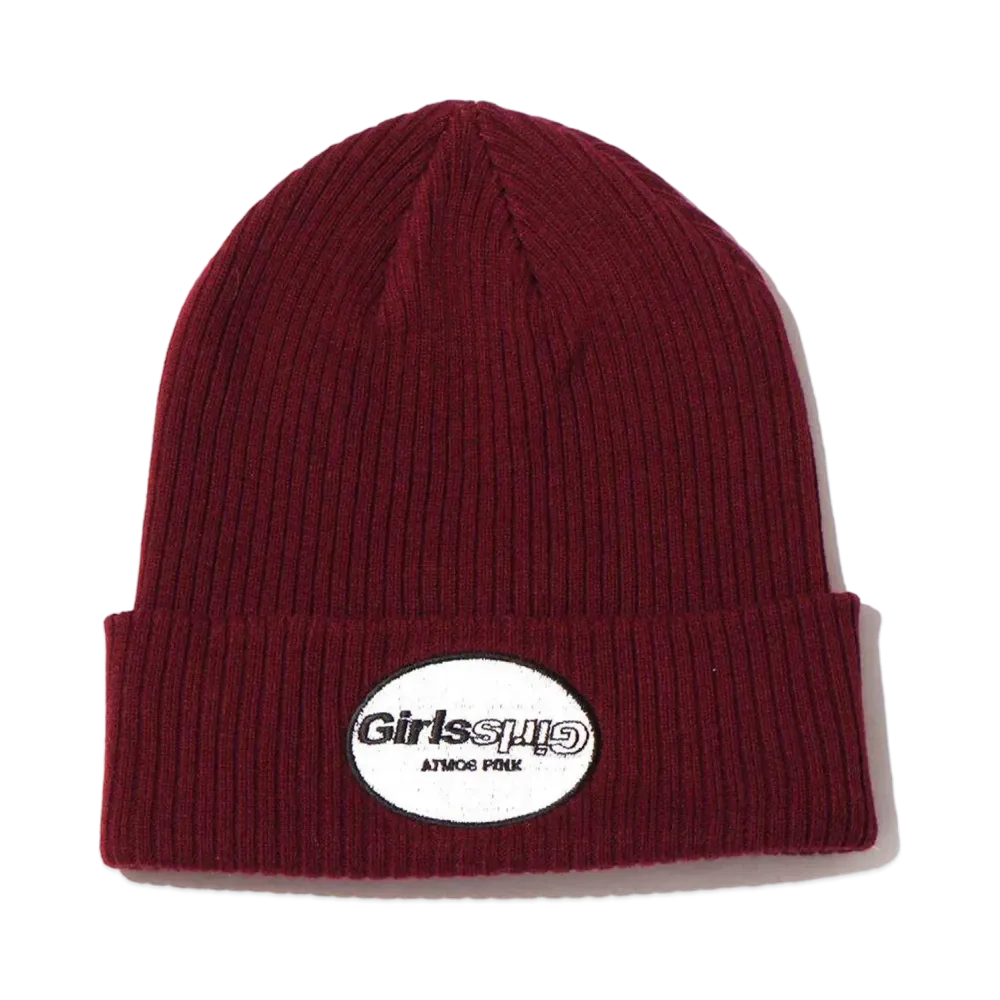 atmos Pink x Girls2 Logo Patch Knit Hat "Burgundy"