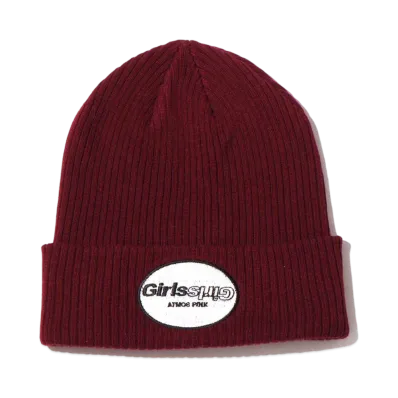 atmos Pink x Girls2 Logo Patch Knit Hat "Burgundy"