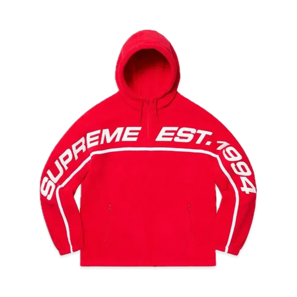 Supreme Polartec Half Zip Hooded Sweatshirt "Red"