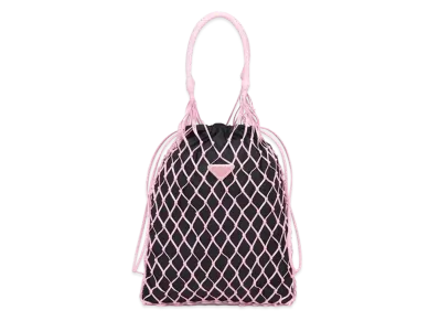 PRADA Mesh & Nylon Bucket Bag "Pink/Black"