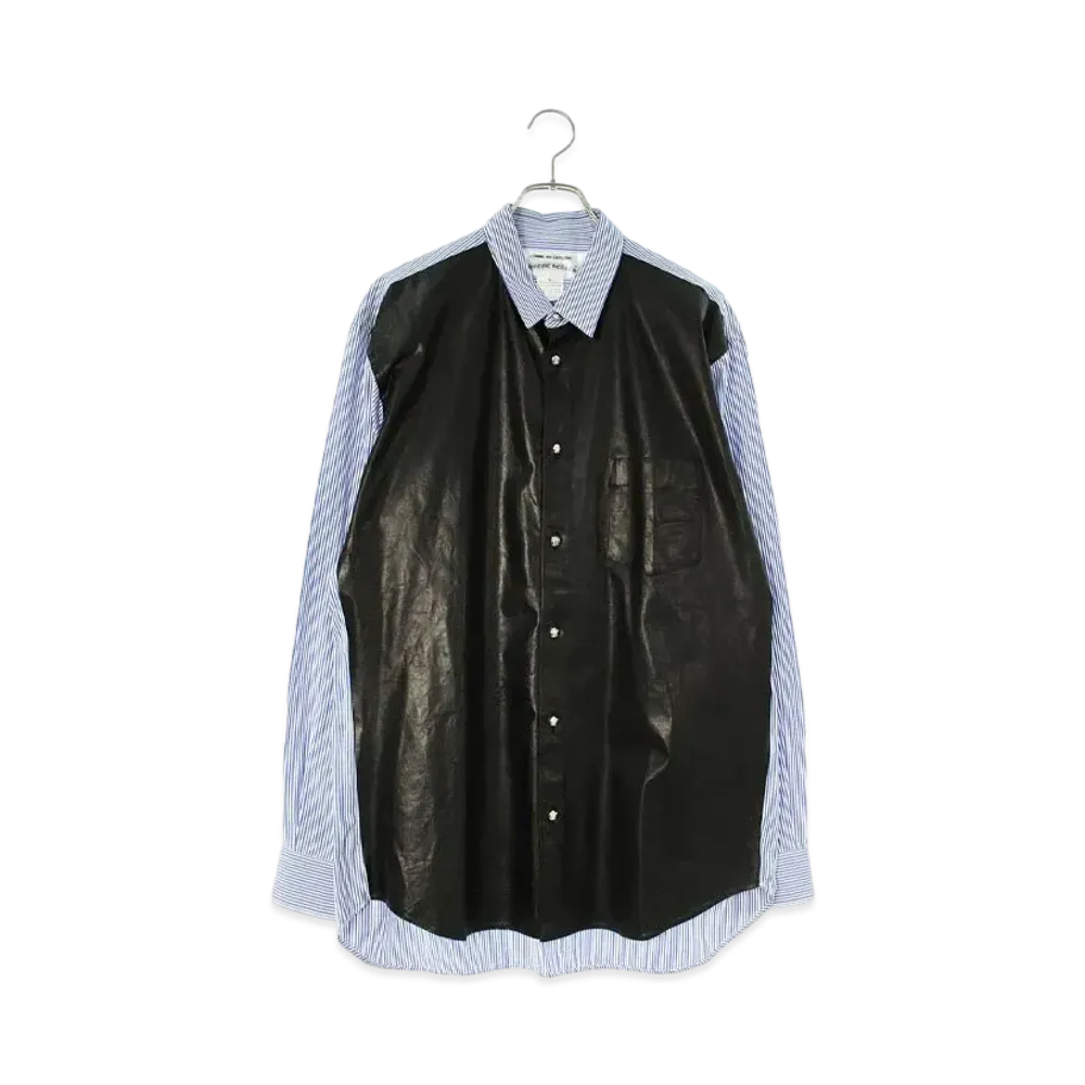 Chrome Hearts x COMME des GARCONS Front Leather Switching Stripe L/S Shirt "Black/Blue"