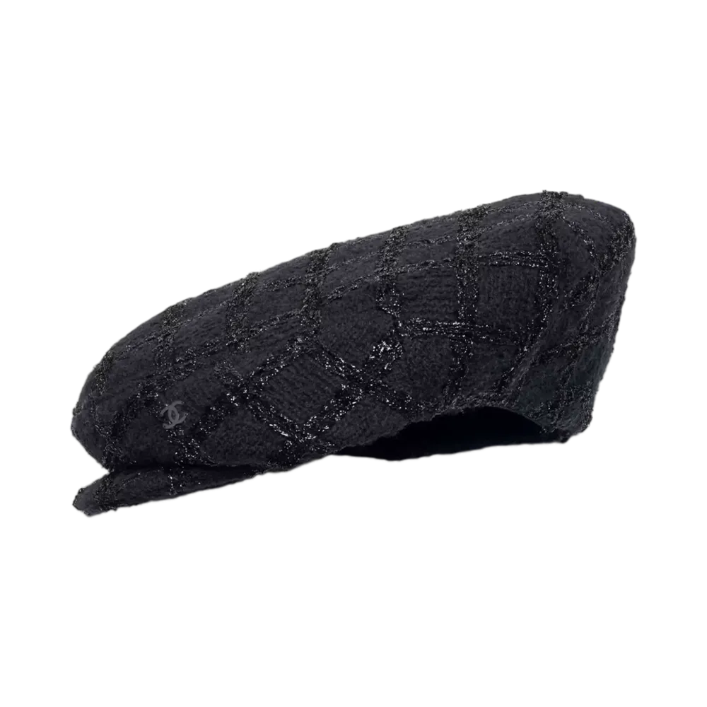 CHANEL Cap Iridescent Wool & Cotton Tweed "Black"