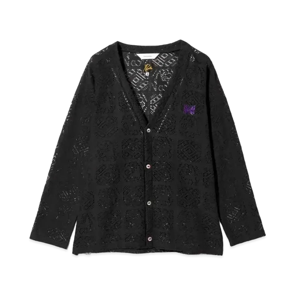 Needles x Sasquatchfabrix. V Neck Cardigan - Jah Lion Race "Black"
