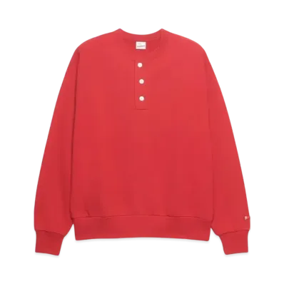 Healthknit Classic Sweat Henley Neck Long Sleeve "Red"