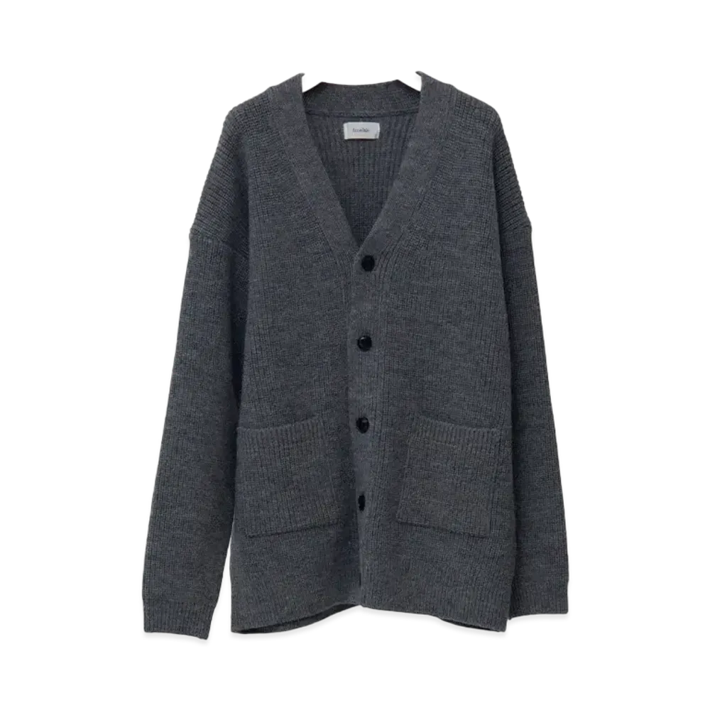 Ernie Palo Shetland Wool Rib Mddle Cardigan "Gray"