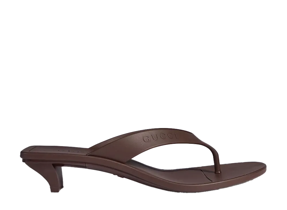 GUCCI Women's Vittoria Thong Sandal "Brown Rubber"