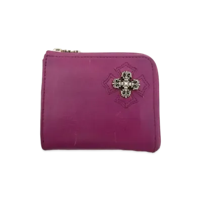 Chrome Hearts Filigree Plus Half Zip Leather Wallet "Purple"