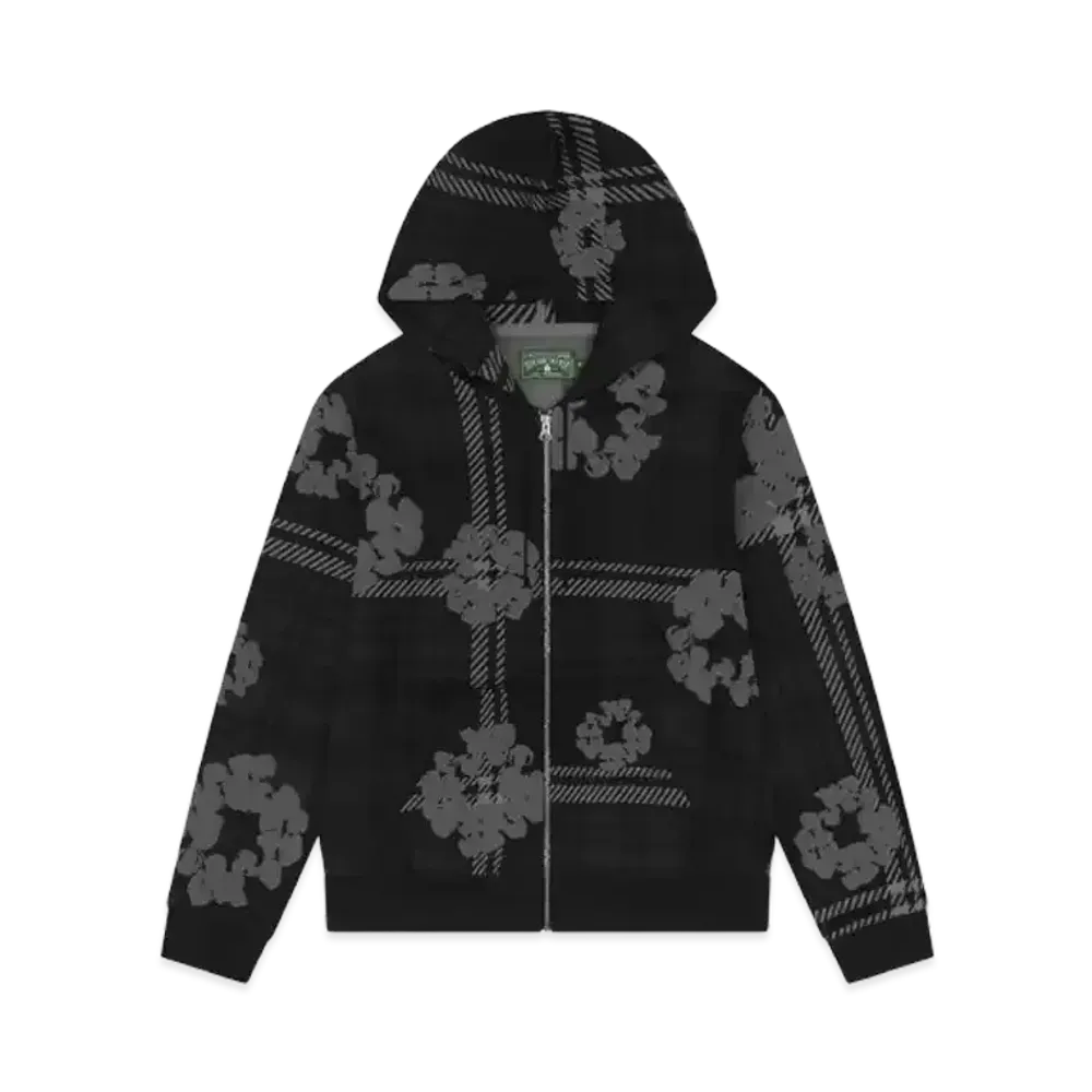 DENIM TEARS Plaid Cotton Wreath Zip Hoodie "Black"