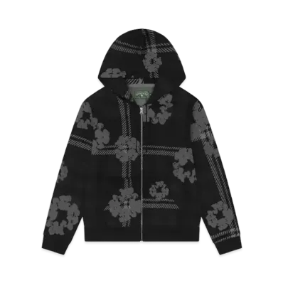 DENIM TEARS Plaid Cotton Wreath Zip Hoodie "Black"