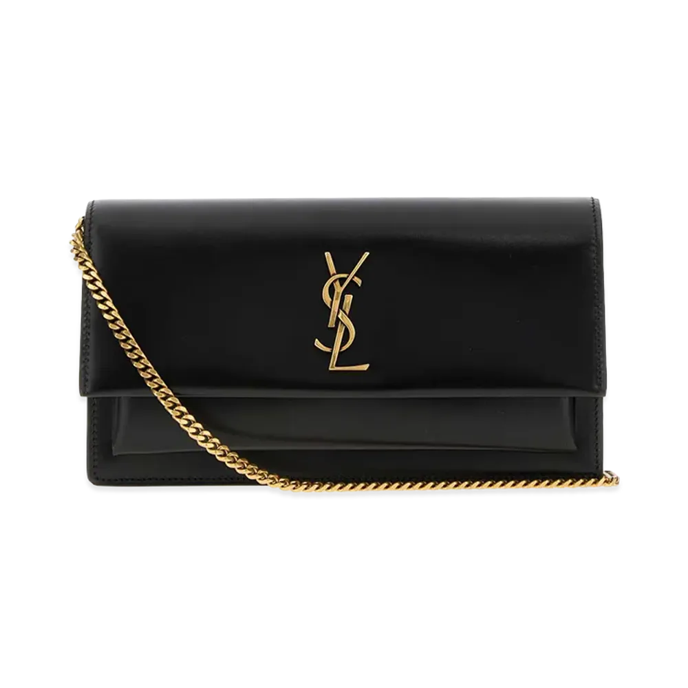 Saint Laurent Women's Leather Sunset Clutch "Black"