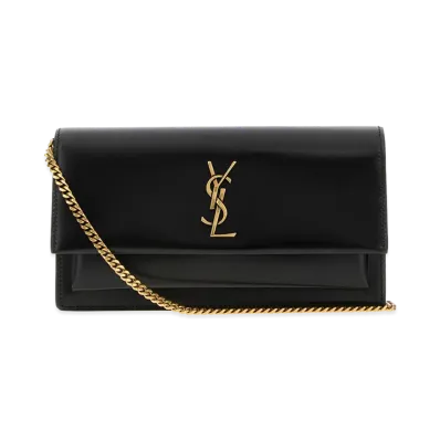 Saint Laurent Women's Leather Sunset Clutch "Black"