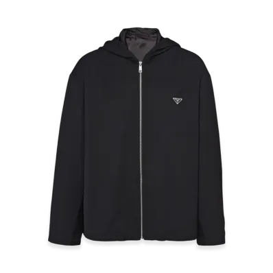 PRADA Hooded Wool Blouson Jacket "Black"
