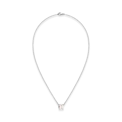 Hermes Mini Pop H Pendant "Palladium/Rose Dragee"