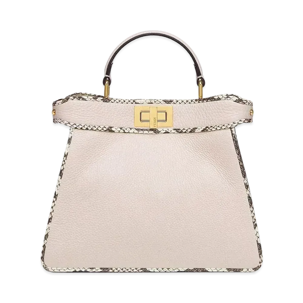 FENDI Peekaboo Iseeu Small Full Grain Leather And Elaphe Bag "White"