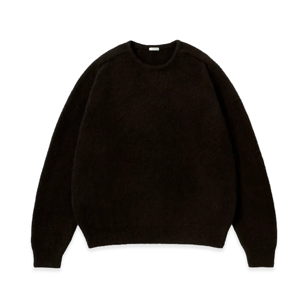 A.PRESSE Brushed Cashmere Middle Gauge Pullover Sweater "Brown"