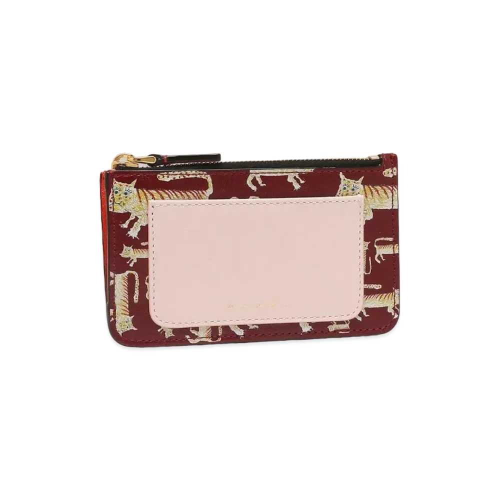Marni Tiger Print Leather Wallet "Pink"