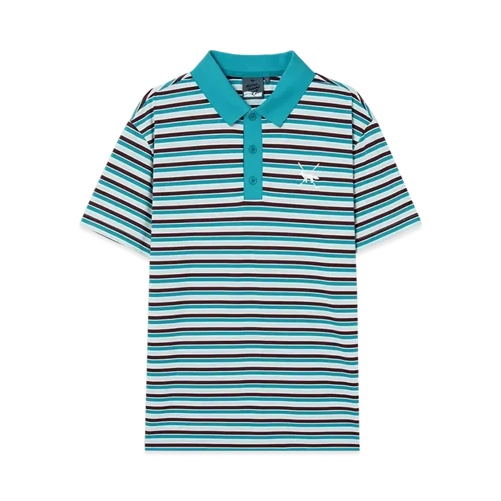 Maison Kitsune Golf Stripe Polo "Blue Green"