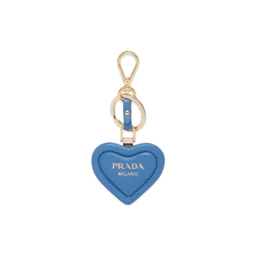 PRADA Nappa Leather Key Ring "Light Blue"