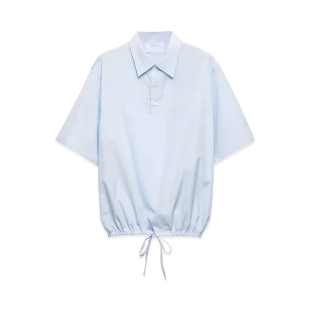 PRADA Men's Short-Sleeved Cotton Shirt "Sky Blue"