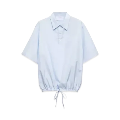 PRADA Men's Short-Sleeved Cotton Shirt "Sky Blue"