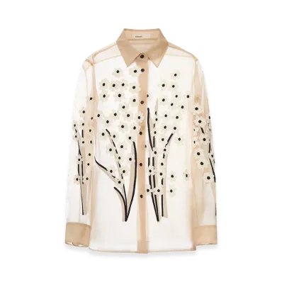KHAITE Women's Silk Shirt With Three-Dimensional Embroidery "Beige"
