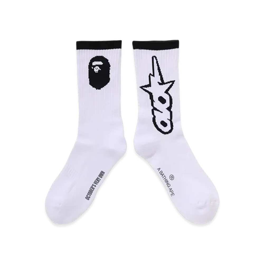 A BATHING APE x OVO Sta Athletic Socks "White"
