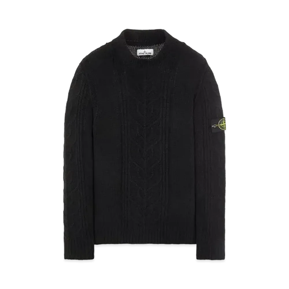 Stone Island 569D4 LAMBSWOOL WITH ARAN MOTIF "Black"