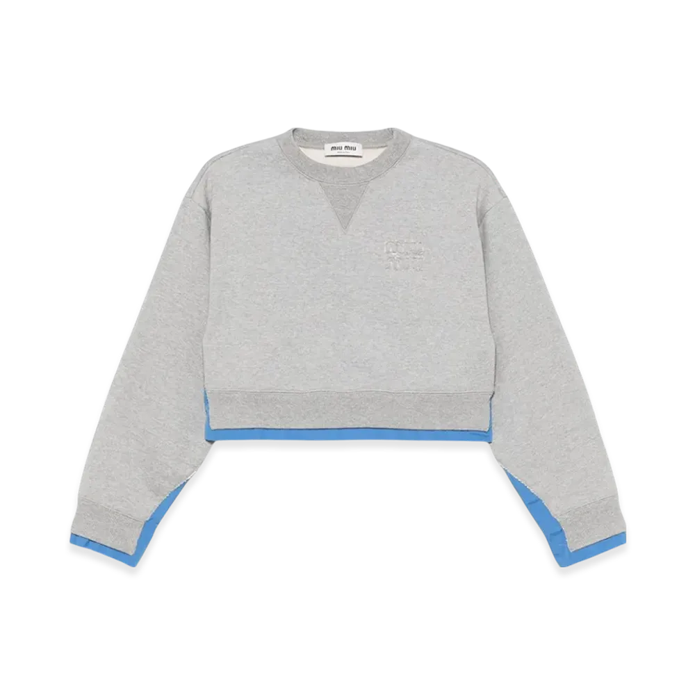 MIU MIU Women's Poplin Crewneck Sweatshirt "Grey"
