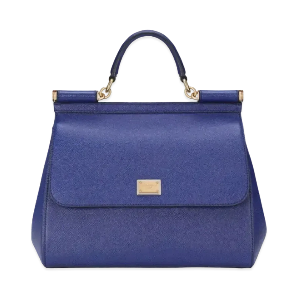 Dolce&Gabbana Sicily Bag Regular Dauphine Leather "Blue"