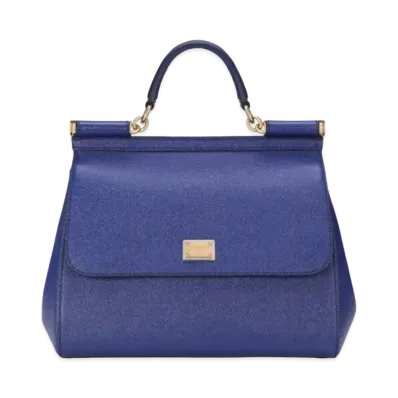 Dolce&Gabbana Sicily Bag Regular Dauphine Leather "Blue"