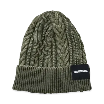 NEIGHBORHOOD Washed Cable Beanie "Olive Drab"