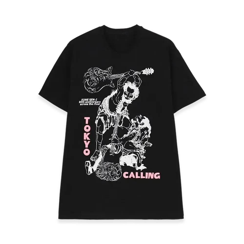 S'YTE Kume 90th Anniversary Across The River Hokusai x Love Guitar Tokyo Calling T-Shirt "Black"