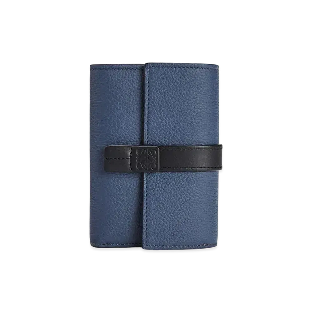 LOEWE Small Vertical Wallet In Soft Grained Calfskin "Indigo Dye / Black"