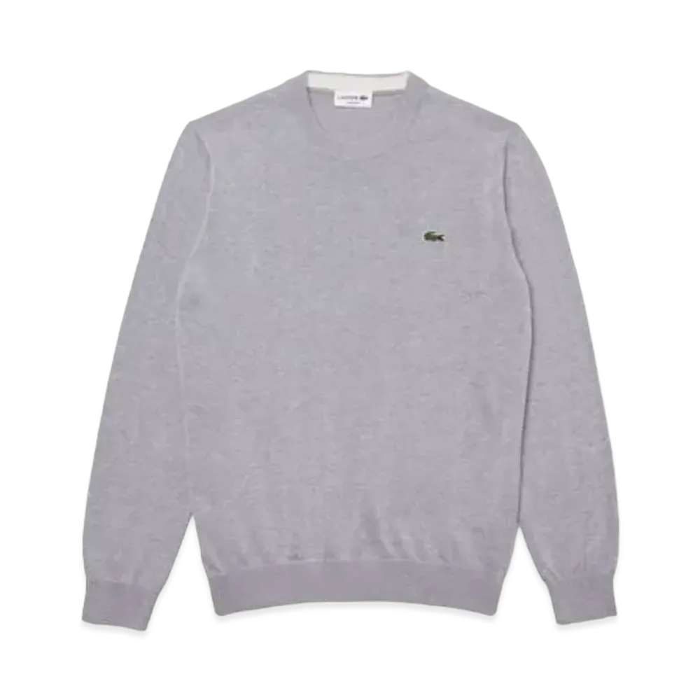 LACOSTE Organic Cotton Crew Neck Sweater "Grey"