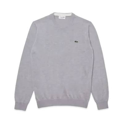 LACOSTE Organic Cotton Crew Neck Sweater "Grey"