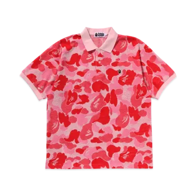 A BATHING APE Abc Camo Pile Jacquard Relaxed Fit Polo Shirt "Pink"