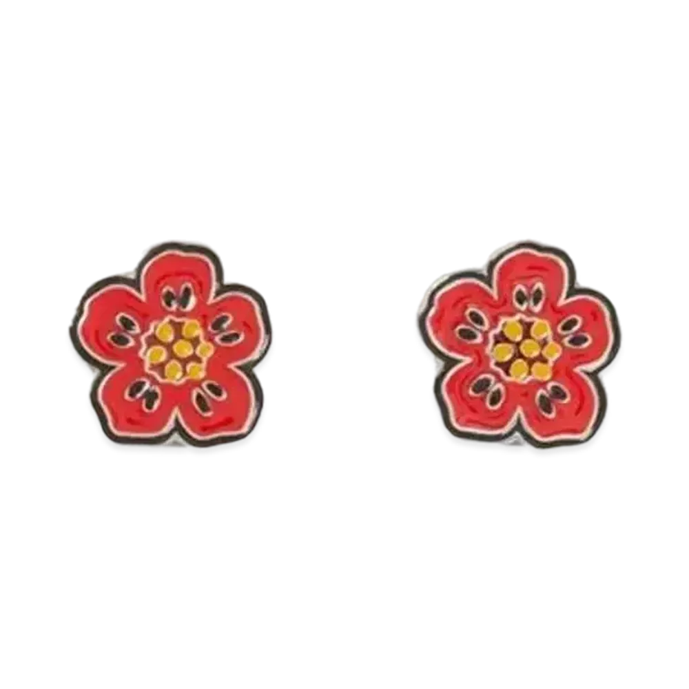 KENZO 'CREST' Earring "Medium Red"