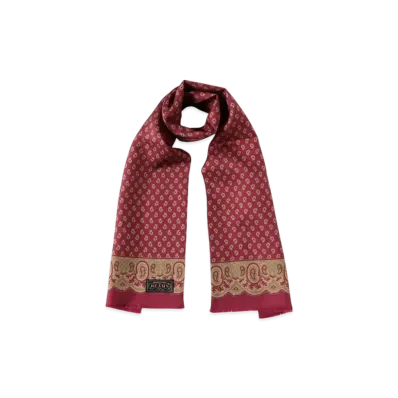 BEAMS Silk Stole Geometric Print "Wine"