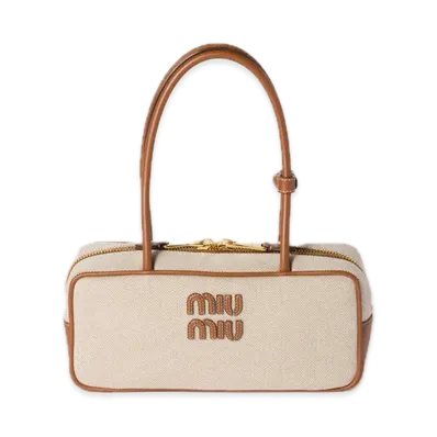 MIU MIU Bow Canvas / Leather Bag "Natural"