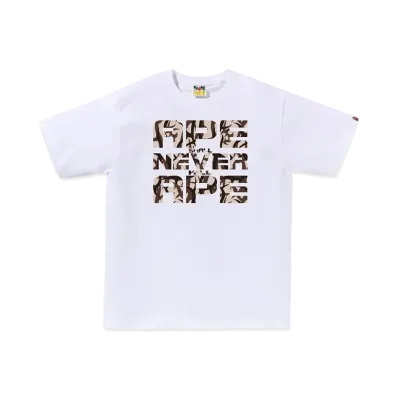 A BATHING APE Trial Camo Asnka Tee "White/Beige"